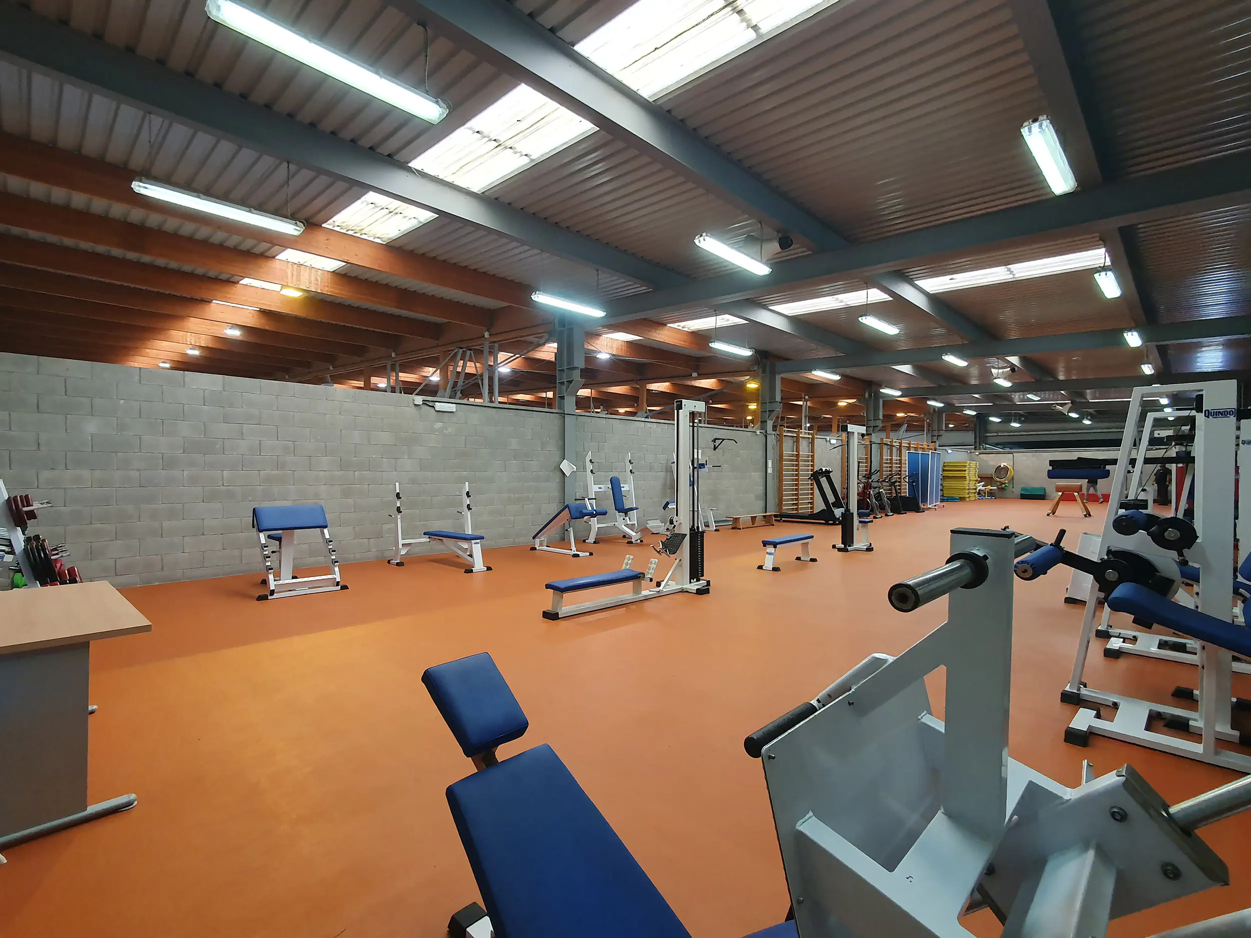 Sala de musculación con algunos aparatos de gimnasia